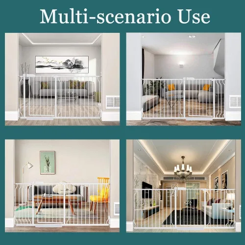 Miniatura 6 de ALLAIBB - Puerta de seguridad extra ancha con montaje a presión para niños, con pasillo para niños pequeños, niños, mascotas y perros, tensión Blanco