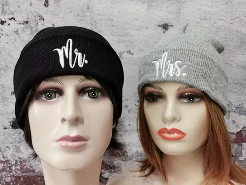 Miniatura 5 de Hepandy Gorros de punto Mr and Mrs para hombre y mujer