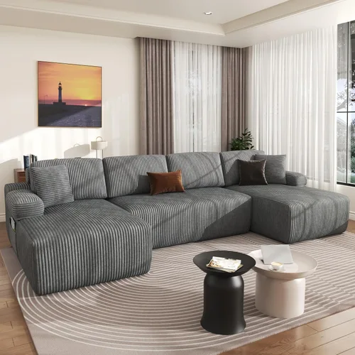 Miniatura 10 de DURASPACE Sofá de nube sin huesos, sofá modular en forma de U de 126 pulgadas para sala de estar, sofá modular de asiento profundo de gran