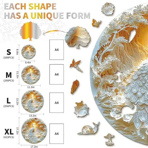 Miniatura 2 de KAAYEE Rompecabezas de madera para adultos, efecto visual 3D, hermoso rompecabezas de madera de pavo real, rompecabezas de madera de forma única