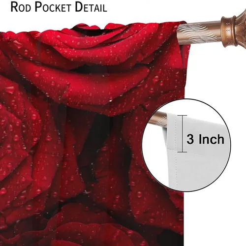 Miniatura 4 de Cortinas opacas con diseño floral de rosas para cocina, retro, rústicas, románticas, con bolsillo para barra, cortinas opacas para dormitorio, sala
