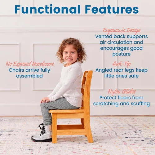 Miniatura 4 de Silla ECR4Kids montada con espalda escalonada de 3 peldaños, Natural, 2