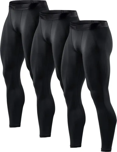 TSLA - Paquete de 1, 2 o 3 pantalones deportivos tipo leggings de compresión para hombre, ajustados para correr, entrenamiento, de secado rápido,