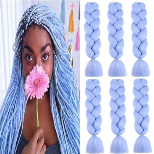 Miniatura 89 de Xiaofeng Extensiones de cabello trenzado coloridas Ombre de 61 cm, 3 unidades, trenzas Jumbo de alta temperatura para trenzas en zigzag y trenzas