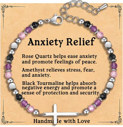 Pulsera de cruz cristiana para mujeres y adolescentes, joyería de fe para aliviar la ansiedad, regalos de confirmación de Pascua, regalos de primera