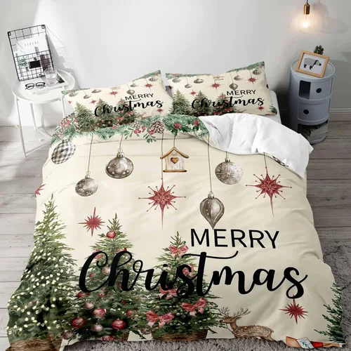 Miniatura 35 de LUVIVIHOME Juego de 3 Piezas de Funda de Edredón de Navidad Tamaño Queen, Juegos de Ropa de Cama, Funda de Edredón a Cuadros Búfalo Negro y Rojo