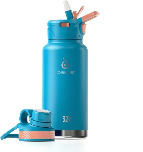 Miniatura 27 de IDEUS Botella de agua aislada de 12 onzas, botella de agua aislada de acero inoxidable para la escuela, botellas aisladas con pajitas a prueba