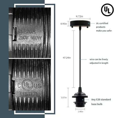 Miniatura 2 de Kit de luz colgante mini industrial VTYXCTIGJ, colgante retro Edison, cable de luz colgante vintage con zócalo de lámpara UL E26, accesorios de luz