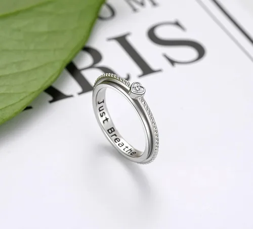 Miniatura 5 de Step Forward Anillo Fidget de Plata de Ley 925 con Spinner para Ansiedad para Mujeres - Regalos de Joyería para Aliviar la Preocupación