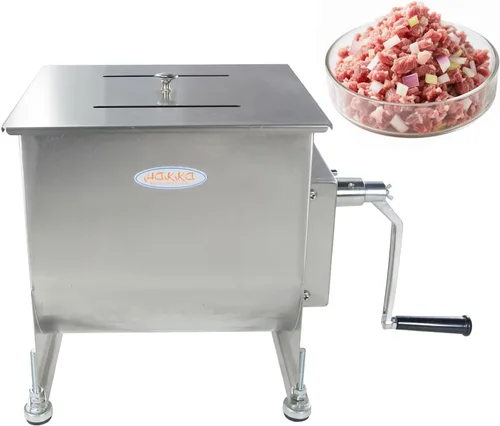 Hakka Mezcladores de carne manuales de acero inoxidable de 10 litros/20 libras de capacidad con tanque fijo, máquina mezcladora de salchichas