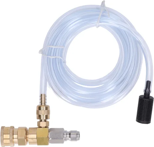 Kit de inyector para lavadora a presión, inyector de latón inoxidable ajustable aguas abajo con tubo de 9.8 pies y boquilla de jabón para lavadora