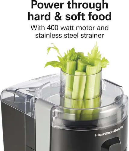 Miniatura 4 de Máquina Exprimidora Hamilton Beach HealthSmart, Extractor Centrífugo Compacto, Canal de Alimentación de 2.4 Pulgadas para Frutas y Verduras, Fácil