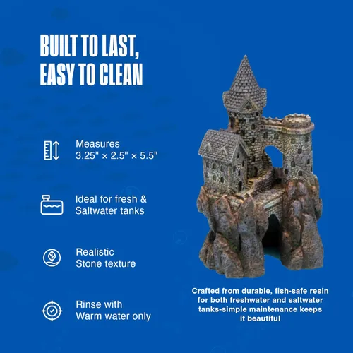 Miniatura 4 de Penn-Plax Age-of-Magic Wizard's Castle Aquarium Decor – Seguro para peceras de agua dulce y salada – Pequeño