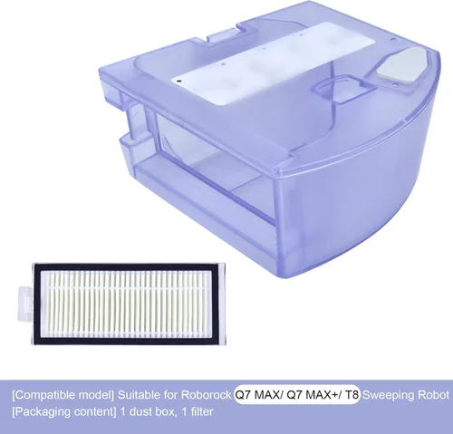 Miniatura 2 de 1 filtro y 1 cubo de polvo Adecuado para Roborock Q7 MAX/Q7 MAX+/ T8 caja de recolección de polvo del tanque de agua, caja de recolección de polvo