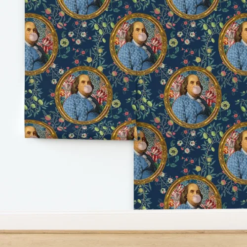 Miniatura 4 de Muestro de papel tapiz extraíble – Benjamin Franklin Botánico Caprichoso Retrato Histórico Papel pintado personalizado pre-pegado por Spoonflower