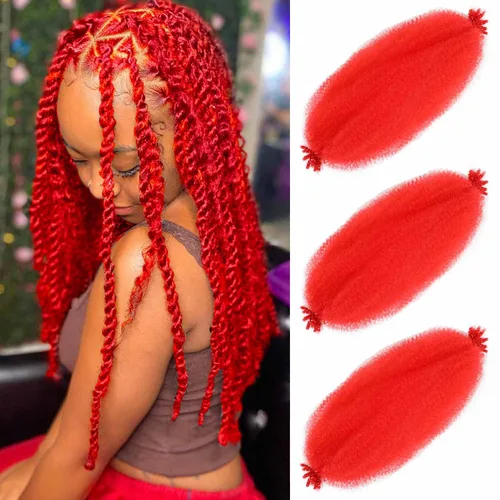 Miniatura 67 de Cabello afro trenzado elástico color marrón claro de 16 pulgadas, paquete de 3 T27, cabello afro preesponjado y trenzado elástico, cabello afro