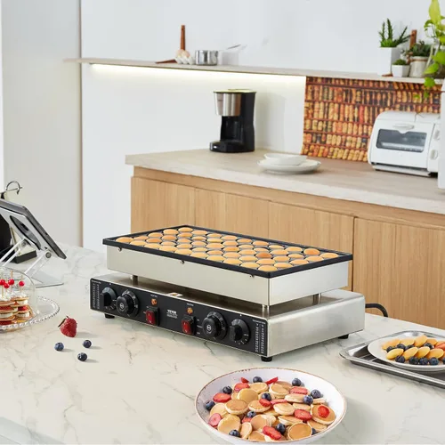 Miniatura 2 de VEVOR Mini panqueques holandés de 110 V, 50 unidades de 1700 W, máquina para hacer gofres antiadherentes, eléctrica comercial, 1.8 pulgadas con 2