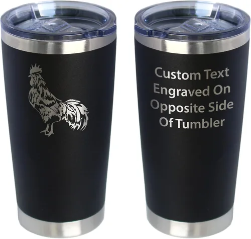 Miniatura 9 de Rooster - Vaso de café aislado con tapa deslizante, taza de viaje de acero inoxidable, regalos de pollo y decoración de granja para mujeres y Negro