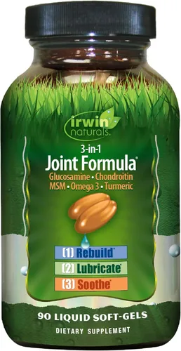 Irwin Naturals Fórmula para articulaciones 3 en 1 - Potente suplemento de apoyo articular con glucosamina, condroitina, cúrcuma y boswellia - 90