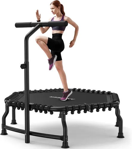 Miniatura 9 de ANCHEER Trampolín de rebote de 50 pulgadas para adultos, mini trampolín plegable 2026 con barra, trampolín de ejercicio para adultos, carga máxima