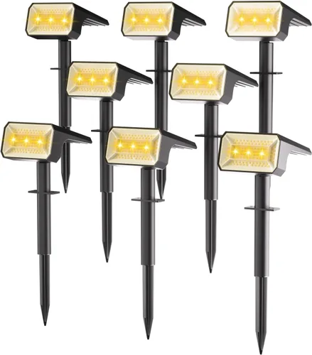 Miniatura 18 de Fabrito Paquete de 4 focos solares para exteriores, impermeables, IP67, [108 LED, 4 modos], focos del atardecer al amanecer con batería de 1500 mAh