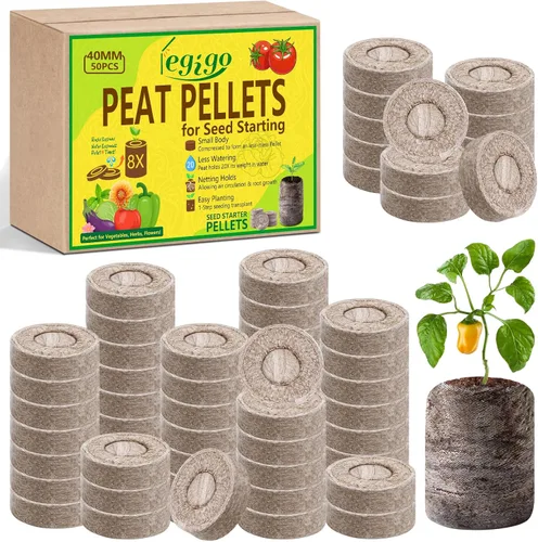 Miniatura 16 de Legigo 50 piezas de pellets de turba de 36 mm para inicio de semillas - Cápsulas de inicio de semillas comprimidas, pellets de inicio de semillas