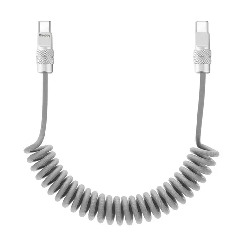 Miniatura 35 de chubbycable Curly Chubby - Cable de carga rápida USB C en espiral de 240 W, cable de carga retráctil trenzado duradero para automóvil compatible