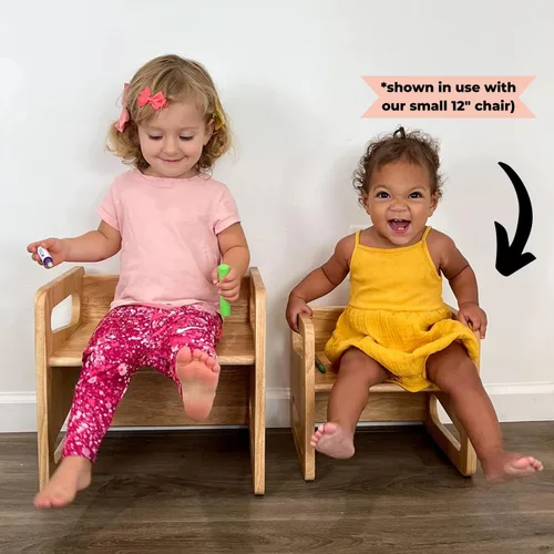 Miniatura 9 de Montessori Mesa y silla de destete (15 pulgadas), silla de madera maciza para niños pequeños, silla cúbica para niños pequeños, madera dura, muebles