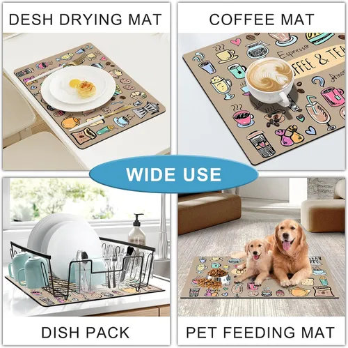 Miniatura 7 de Alfombrilla Divertida para Cafetera - Bandeja Espresso para Barra de Café Bajo Alfombrilla para Cafetera, Alfombrilla para Cafetera para Encimera