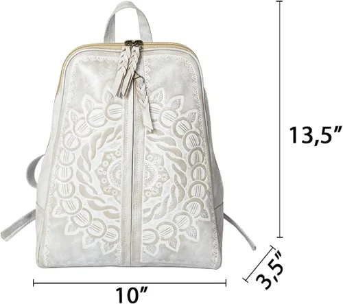 Miniatura 8 de Mochila para mujer, piel auténtica, bandolera de mano