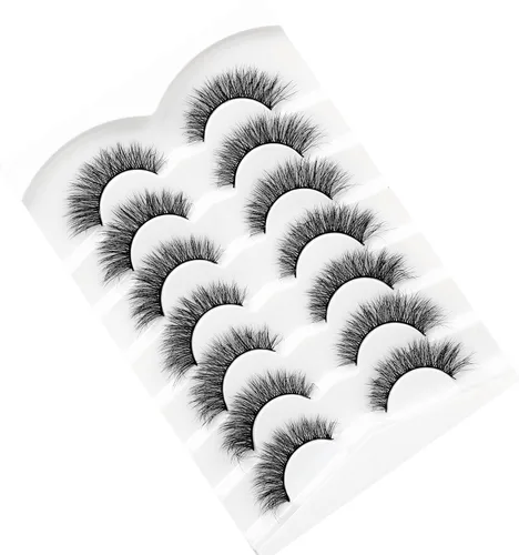 Miniatura 779 de Pooplunch - Pestañas postizas finas de visón sintético, estilo ojo de gato, naturales, cruzadas, tipo racimo, efecto 8D de volumen, tiras