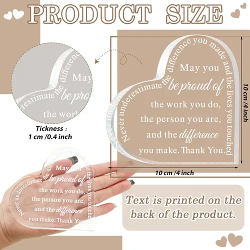 Miniatura 3 de Geelin 12 piezas de regalo de agradecimiento para profesores, agradecimiento por el texto en inglés "Thank You May You Be Proud Coworker Employeee