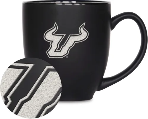 Miniatura 438 de Rico Industries - Taza de cerámica mate negra con grabado láser estándar de 15oz para NCAA (escuelas T & U) - Para bebidas calientes o frías