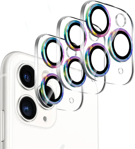 Miniatura 46 de Paquete de 3. Protector de lente de cámara Dengduoduo para iPhone 11 y iPhone 12 Mini, Glitter Bling Sparkle Ultra HD, vidrio templado, dureza 9H