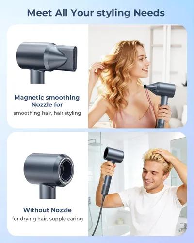 Miniatura 5 de Secador de pelo, 150000 RPM secador de pelo profesional de alta velocidad, secador de pelo iónico negativo para secado rápido, secador de pelo
