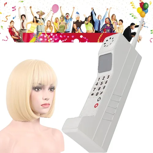 Decoración retro de ladrillo para teléfono celular, estilo vintage de los años 80/90, adorno portátil anticuado para el hogar, eventos, fiestas