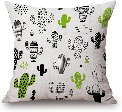 Miniatura 14 de Solekla Funda de cojín botánica con diseño de cactus y suculentas verdes, funda de cojín para sofá, decorativo, cuadrado, 18 x 18 pulgadas