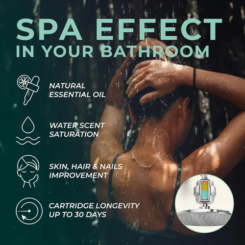 Miniatura 3 de AquaHomeGroup Cartucho de filtro de ducha con vitamina C E y A con aroma a menta, reduce el cloro y la cloramina, apoya la piel y el cabello, se