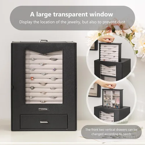 Miniatura 2 de Homde Organizador de joyas con ganchos transparentes para collares de ventana, regalo para mujeres, caja de joyería para collares, anillos, aretes