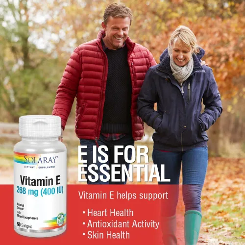Miniatura 4 de SOLARAY Vitamina E d-alfa tocoferol 268mg (400 UI) Salud del corazón y la piel, apoyo de la actividad antioxidante (50 CT)