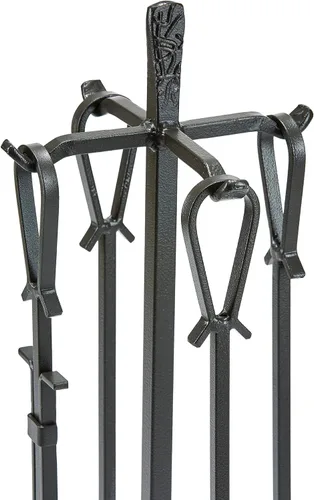 Miniatura 3 de Uniflame, F-1183 Olde World - Juego de 5 herramientas para chimenea con acabado de hierro con asas de bucle Loop Handles
