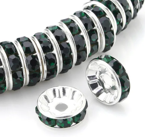 Miniatura 14 de RUBYCA - 100 unidades de espaciadores redondos y ondulados de cristal checo de alta calidad en tono plateado, Cristal, 10mm