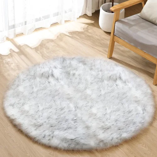 Miniatura 74 de ORINOVA Alfombras de pelo sintético lavable de color gris plateado claro para dormitorio, alfombra de felpa para sala de estar, alfombra