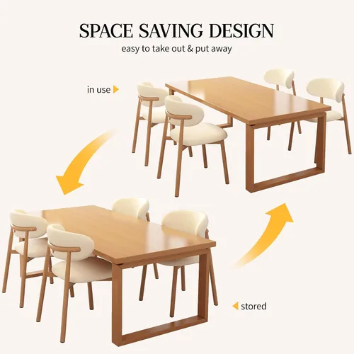 Miniatura 5 de Juego de 4 sillas de comedor de cocina modernas de lino suave estilo granja con patas de metal, color beige/original 18 pulgadas beige/lino original