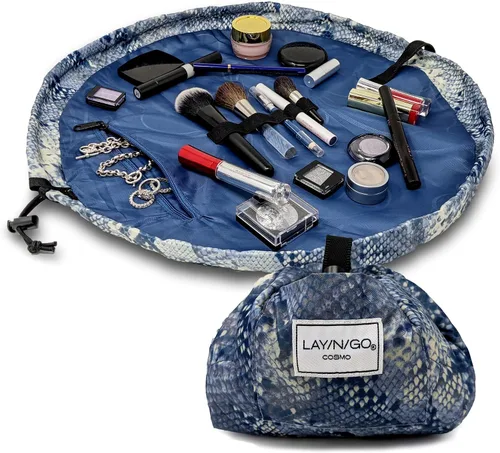 Miniatura 25 de Lay-n-Go Cosmo Layflat - Organizador de cosméticos y maquillaje con cordón y bolsillo con cremallera, bucles para cepillos y más, se ajusta