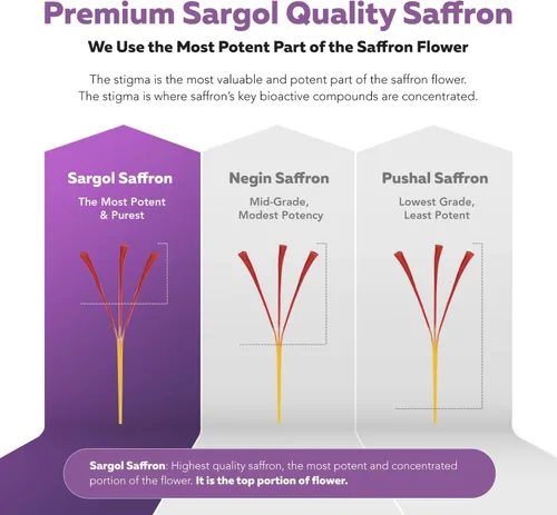 Miniatura 7 de Extracto de Azafrán Orgánico: Extracto Optimizado con Safromotivinas, Safranal y Crocinas – Clínicamente Estudiado Calidad Premium Sargol Persa