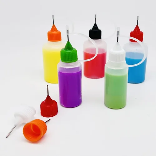 Miniatura 6 de 12 botellas aplicadoras de punta de precisión, 6 piezas de 1 onza y 6 botellas de pegamento translúcido de 0.5 onzas, con 2 mini embudo