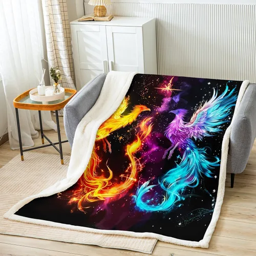 Miniatura 11 de Manfei Sports Car Kids Throw Blanket Blue and Orange Fire Bed Blanket for Boys Girls Room Decor, Black Racing Car Blanket for Couch Sofa, Soft and