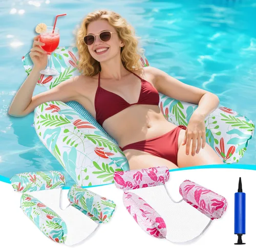 Miniatura 9 de Flotadores de piscina inflables para adultos, paquete de 2 hamacas flotantes multiusos para piscina, material de PVC resistente, flotadores de agua