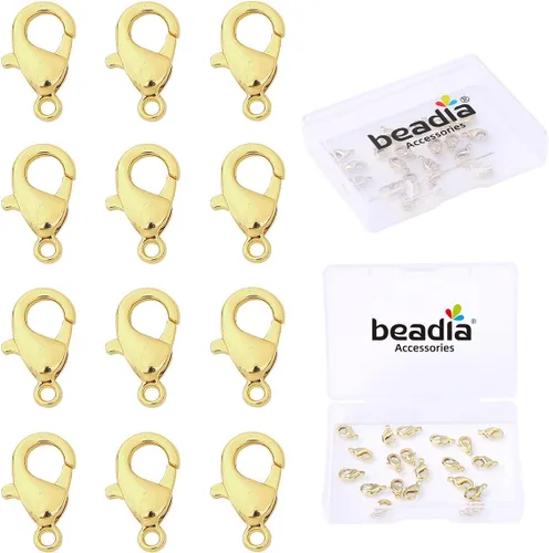 Beadia - Cierres de langosta chapados en oro de 14 quilates, sin decoloración, 10 mm, 20 unidades para hacer joyas